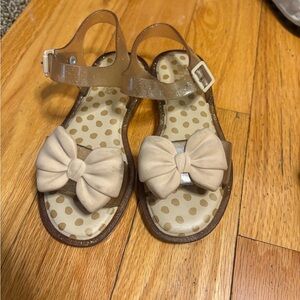 Kids Bow Sandals - Brown and Cream